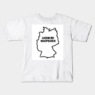 german shepherd origin outline with name Kids T-Shirt